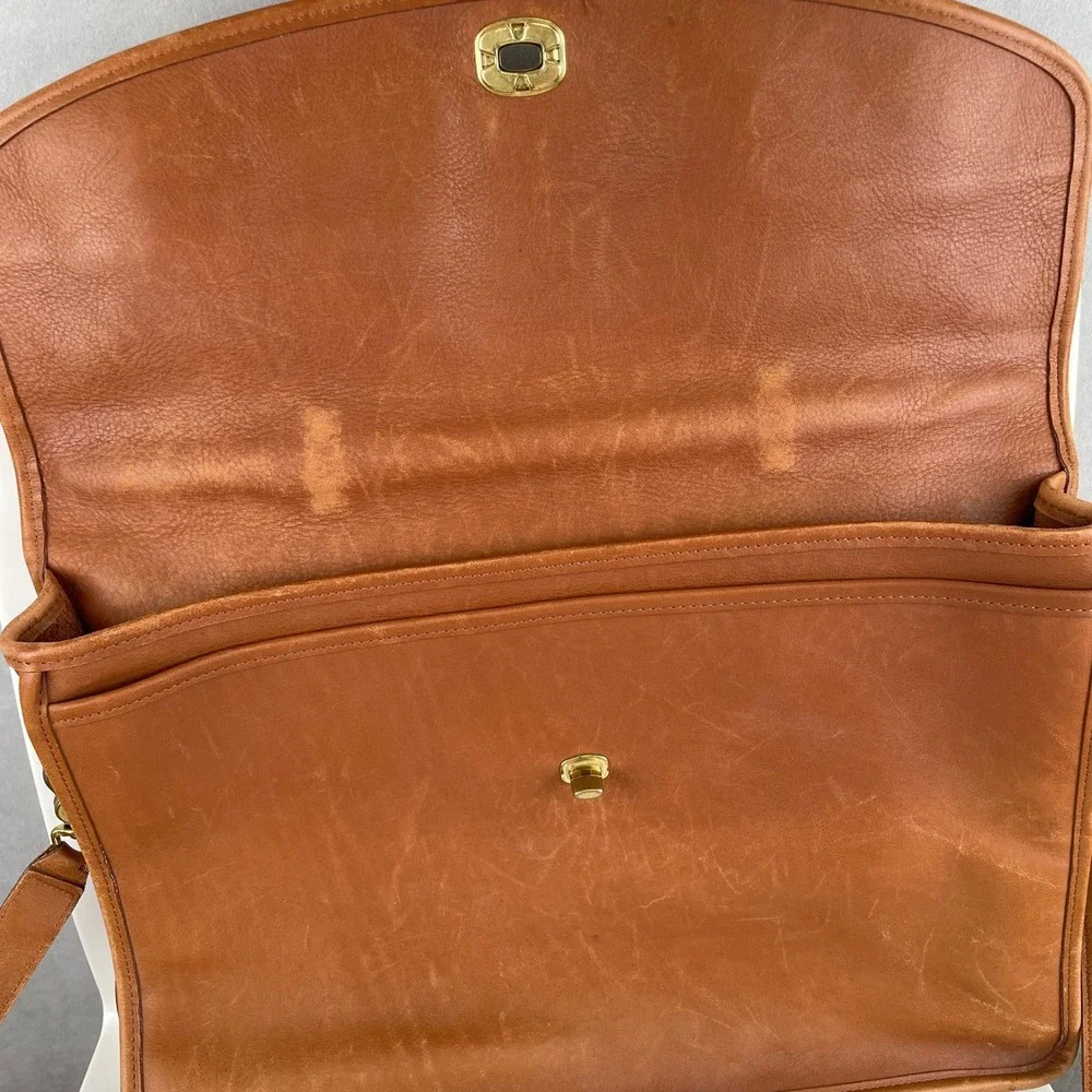 Vintage 90s Coach Lexington Briefcase British Tan Leather USA Messenger Bag 5265